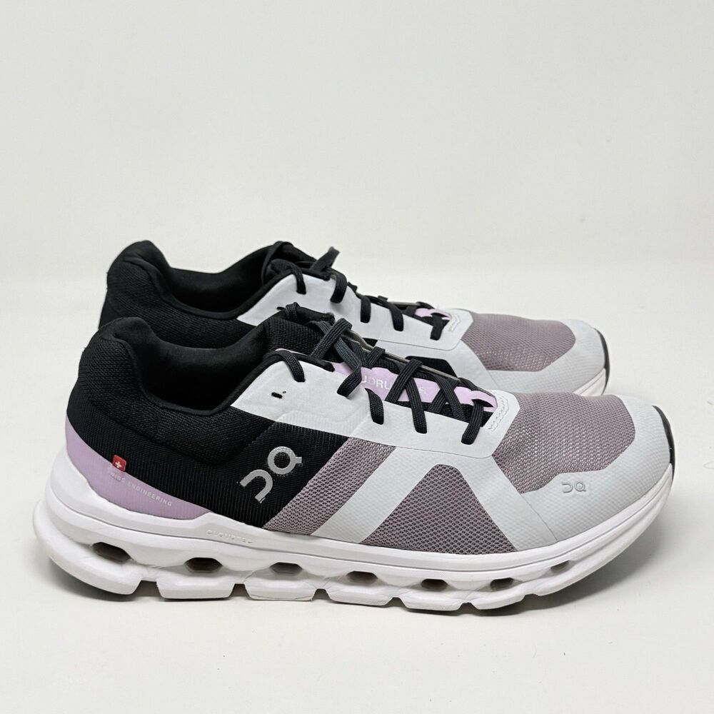 On Cloud Cloudrunner Sneakers Womens 10.5 White Purple Black Lightweight Shoes